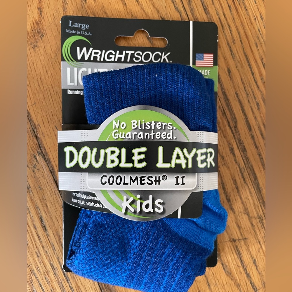 Kids running/hiking socks, double layer cool mesh, size L